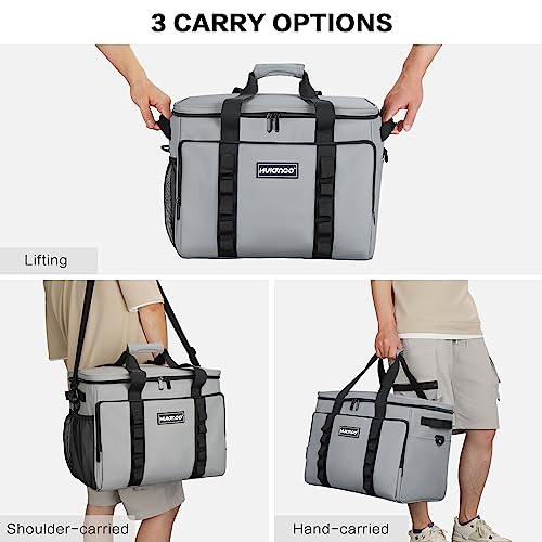 Soft Insulated Cooler Bag Collapsible Large Travel Coolers Soft Sided Coolers Ice Chest, Leakproof, Waterproof - color: gray