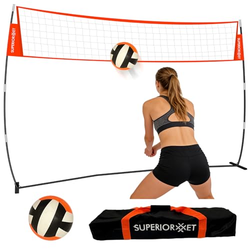 Portable Volleyball Net System Capable of preventing Sagging withThickened Poles, Height Adjustable UV-Resistant Tear-Proof Mesh and Carry Bag for Backyard, Beach and Outdoor Practice
