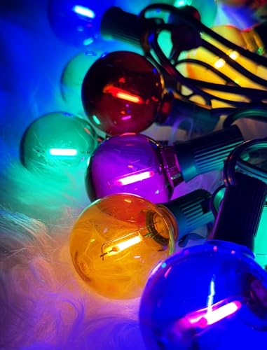 25Ft LED Christmas Outdoor String Lights, G40 Globe Lights with 27 0.6W Clear Multicolor Bulbs, Vintage Christmas Lights for Holiday Party Backyard Wedding Garden Patio Porch Decor, Green Wire - color: Clear Multicolor, size: 25Ft