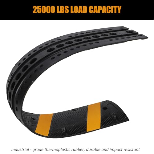 Garvee Speed Bump, 2 Pack 6 Ft Rubber Speed Bumps for Asphalt Road Driveway, 25000 lbs Load Capacity Modular Cable Ramps Cable Protector Ramp Hose Protector Ramp with 2 Cord Channel