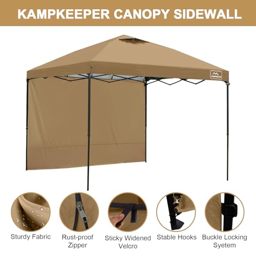 KAMPKEEPER 10X10 Canopy Tent Sidewalls with Zipper for Canopy Frame, 3Pcs Sunwalls Only, UPF50+ Waterproof Side Walls(Khaki) - color: Khaki