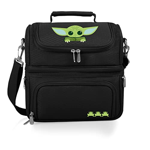 PICNIC TIME Star Wars Mandalorian Grogu Pranzo Lunch Bag, Insulated Lunch Box with Utensil Set, Lunch Cooler Bag, (Black) - color: Star Wars Mandalorian Grogu - Black