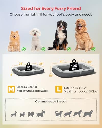 QPAU 36 in Inflatable Dog Bed for Home Travel and Outdoor, Pet Mattress for Small, Medium & Large Dogs (Pump Included - size: Medium to Large
