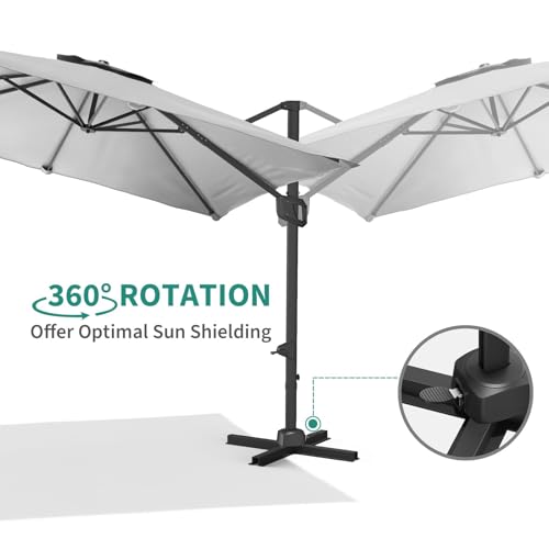 9ft Outdoor Patio Umbrella Heavy Duty 8 Ribs, Waterproof UV Protection Sun Shade with Crank Lift & Push Button Tilt, Outdoor Umbrella for Deck, Pool, Garden, Backyard, Lawn - color: Gray&Square, size: 10FT Roman