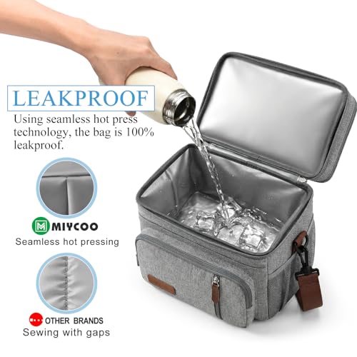 MIYCOO Lunch Bag & Lunch Box for Women Men, Double Deck Leakproof Insulated Soft Large Adult Camping Cooler bag for Work, Beach, Picnic, Travel (Grey, 15L) - color: 2 - Gray