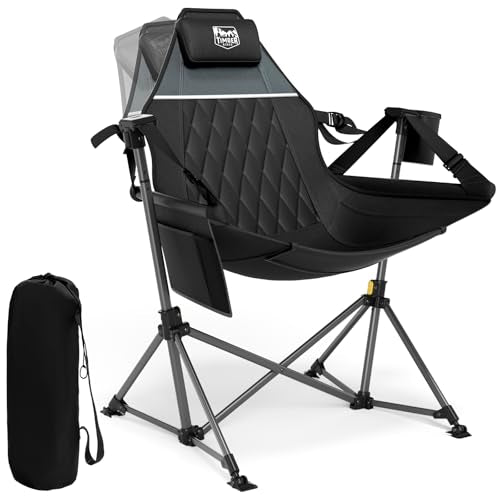 TIMBER RIDGE Hammock Camping Chair, Oversized Swinging Hammock Chair with Adjustable Back and Seat for Outdoor Lawn, Sports, Supports 400lbs, Black - color: Black
