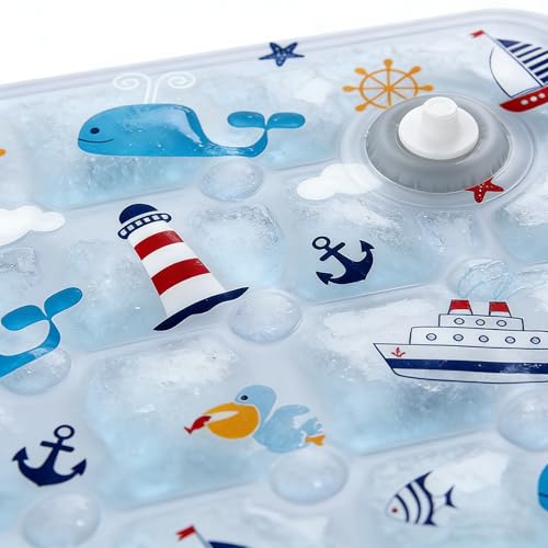 Water Fillable Pet Cooling Mat Pressure-Activated Gel Pad for Dogs & Cats, Scratch-Resistant Summer Cooling Bed (Ocean World (Grey), X-Large) - color: Ocean World (Grey), size: X-Large