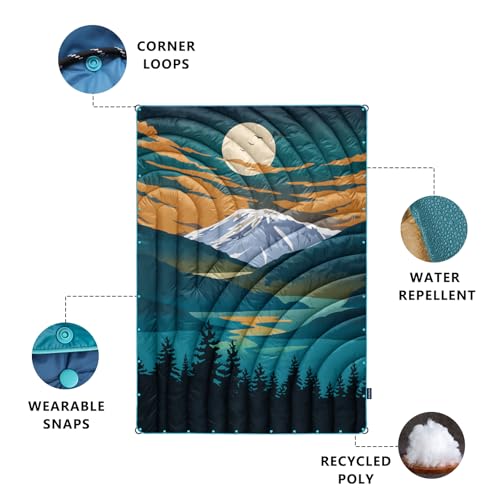 Camping Blanket,Lightweight Puffy Printed Camping Blanket Packable Outdoor Blanket for Camping,Traveling, Stadium, Hiking, Picnics - color: Snowy Mountain, size: 52x75"