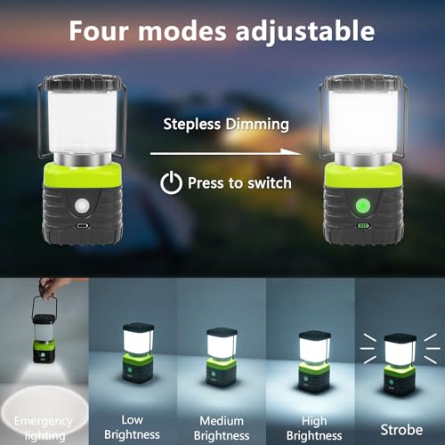 Jarxin 3PCS 6500K White Light LED Camping Lantern Rechargeable 1000LM, 4500mAh Power Bank, Flashlight for Hurricane Emergency, Hiking, IP44 Waterproof Lantern(Black) - style: Black/white light