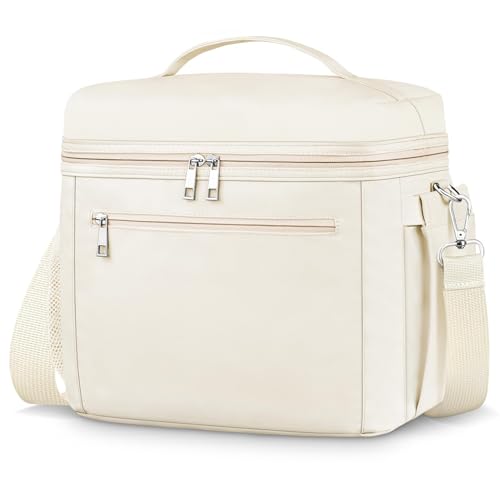 DALINDA Insulated Lunch Bag Lunch Box for Women Men,Leak-Proof Cooler Bag Lunchbox Lightweight for Work Picnic,Study,Beach,Camping,Travel - color: Beige, size: 13L Large · Slightly Larger