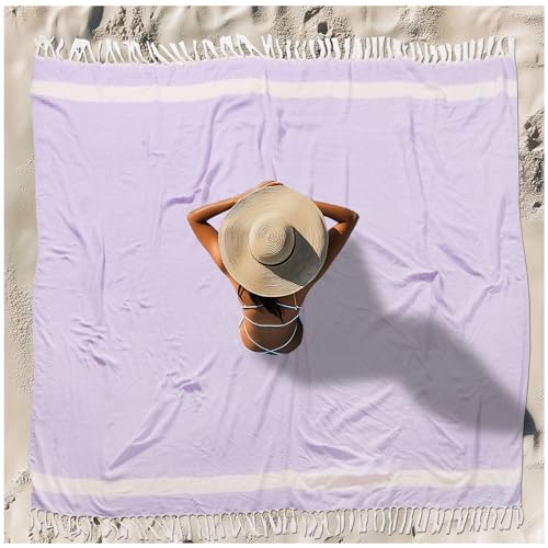 Vikumond Oversized Turkish Beach Towel Blanket XXL Cotton Sandproof Towels Boho Woven Extra Large Big Sand Free Giant Throw Blankets Huge Quilt XL Picnic Camping Necessities Cloud for Adult Gifts - color: Woven Purple, size: XXXL(88x82 IN,224x208 CM)