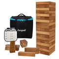 Juegoal 54 Pieces Giant Tumble Tower Blocks Game Giant Wood Stacking Game with 1 Dice Set, Gameboard, Canvas Bag for Adult, Kids, Family, Brown - color: Brown, size: Large