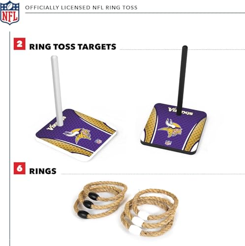 Solid Wood NFL Quoits Set with Direct Print HD Team Graphics – Tailgate Ring Toss Game – Great Gift for Any Football Fan! Ring Toss Family Outdoor Games for The Beach