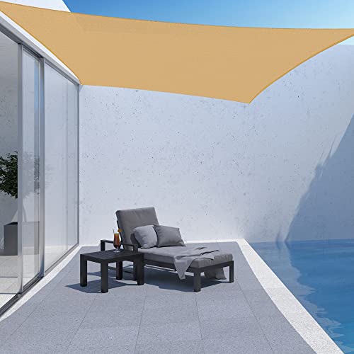 AsterOutdoor Sun Shade Sail Rectangle 12' x 16' UV Block Canopy for Patio Backyard Lawn Garden Outdoor Activities, Sand - color: Sand, size: 12' X 16'