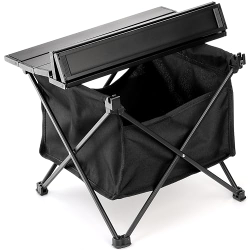 SOUJOY Folding Camping Table with Storage Bag, Small Beach Side Table, Portable Collapsible Aluminum Picnic Tent Side Table for Outdoor Cooking, BBQ, Hiking, Boat, Travel
