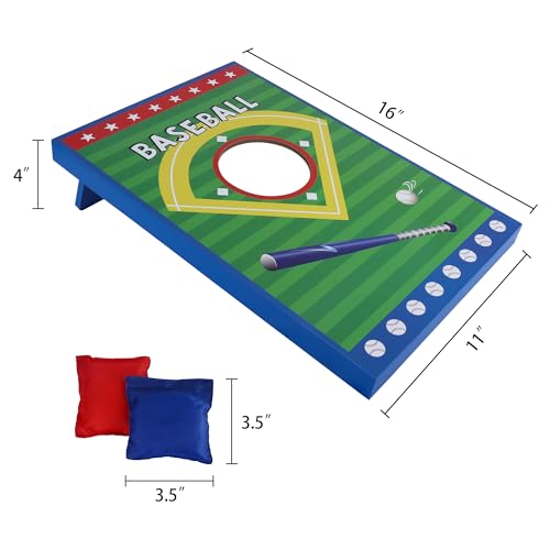 GOTHINK Portable Cornhole Game Set for Adults & Kids - Wooden Cornhole Board Set with 3 Blue 3 Red Cornhole Bean Bags, Excellent for Office Toss, Indoor & Outdoor Play - Gift for Boys & Girls Birthday - color: 1 Hole