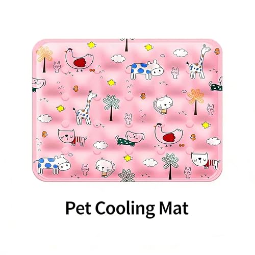 Water Fillable Pet Cooling Mat Pressure-Activated Gel Pad for Dogs & Cats, Scratch-Resistant Summer Cooling Bed (Adorable Pet Park (Pink), Medium) - color: Adorable Pet Park (pink), size: Medium