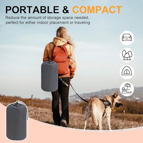 BEAUTYZOO Outdoor Dog Bed Waterproof, Camping Dog Bed Reversible, Portable Travel Bed with Carry Bag- Machine Washable, Durable, Foldable Outdoor Pet Bed Mat for Medium Large Dogs, 26" x 43" Orange - color: Orange, size: 43.0"L x 26.0"W x 2"Th
