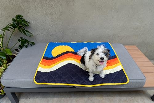 Waterproof Blanket, 29" x 34” - Seat Cover for Dogs and Pets. Ideal for Small and Medium Pet Crate Blankets, Settle mat, Diaper Changing and Playmat for Babies - color: Blue and Yellow