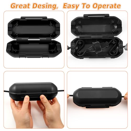 2 Pack Outdoor Extension Cord Cover,IP54,Connection Box Protects Outdoor Sockets,Plugs, Christmas Decorative Lights,Black - color: Black