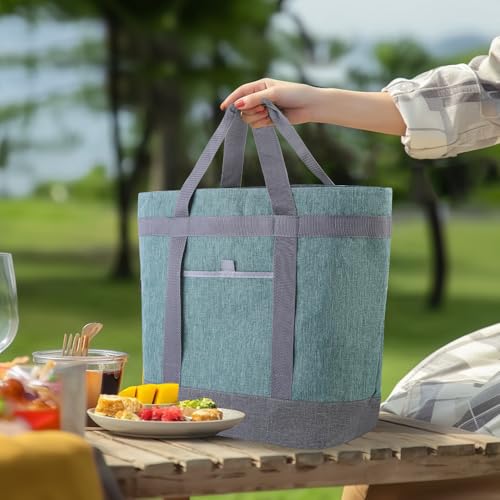 Insulated Reusable Tote Bag for Grocery Shopping for Women/Men, Waterproof Cooler Bags for Travel/Beach/Picnic, Pizza/Food Delivery Bag to Keep Food Cold/Hot for Catering (Oxford Cloth, Green) - color: Green, size: Waterproof PRO