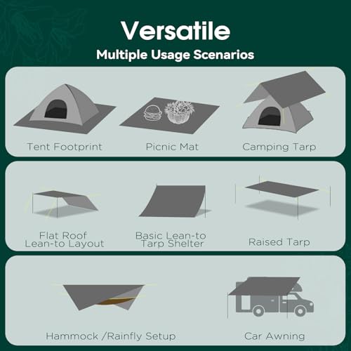 JAICOM Tent Footprint - Waterproof Camping Tarp, 1-6 Person Tent Floor Saver, PU 3000mm Small Tarp for Hiking, Backpacking, Hammock, Beach, Picnic and Other Outdoor Activities - color: 86" x 74" - 3 Person