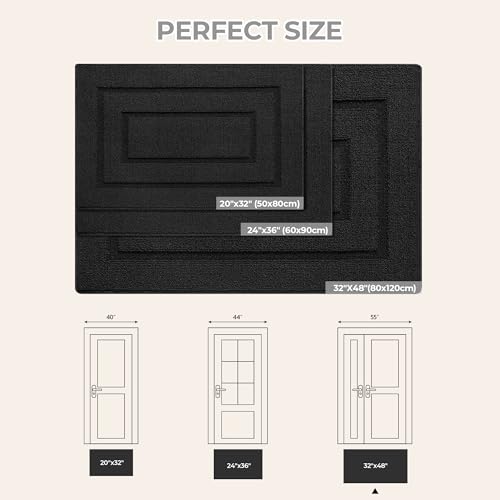 GRANNY SAYS Front Door Mat Outside Entrance, Welcome Matt Non-Slip, Outdoor Door Mats for Entryway, Long Front Porch Mat Low Profile Resist Dirt Easy to Clean, 47"x32", Black - color: A-black, size: 2'8" x 3'11" (Rectangular)
