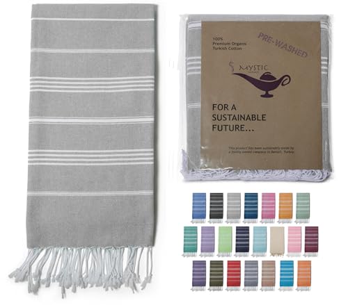 Turkish Beach Towel 100% Organic Cotton Extra Large Oversized (39 x 71 Inches) Quick Dry Sand Free Light Weight Prewashed for Bath Beach Gym Yoga Travel Towel Blanket (Cloud Grey) - color: Cloud Grey