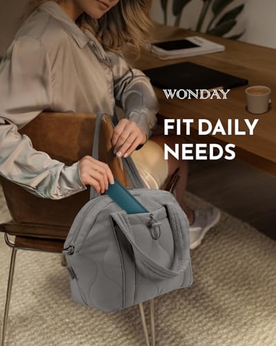 WONDAY Insulated Lunch Bags for Women, 12L Puffy Lunch Tote with Shoulder Strap, Waterproof, Leakproof, Reusable, Keeps Food Fresh, Perfect for Work, Travel, Picnic - color: Gray