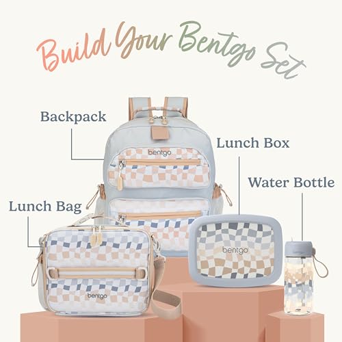 Bentgo Kids 5-Compartment Leak-Proof Bento-Style Lunch Box (Whimsy & Wonder Collection) - Ideal for Ages 3-7, Drop-Proof & Durable, Dishwasher Safe, & PFAS & BPA-Free Materials (Checker Gradient) - color: Checker Gradient