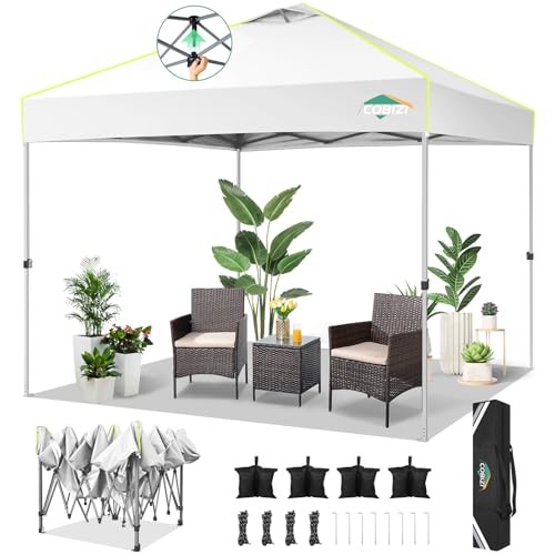 COBIZI 10x10 Pop Up Canopy Tent Without Removable Sidewalls, One Push Party Tent Outdoor Waterproof Event Canopy with Air Vent for Parties Commercial Wedding, 3 Height, Carry Bag, Sandbag, White - color: White, size: 10x10FT