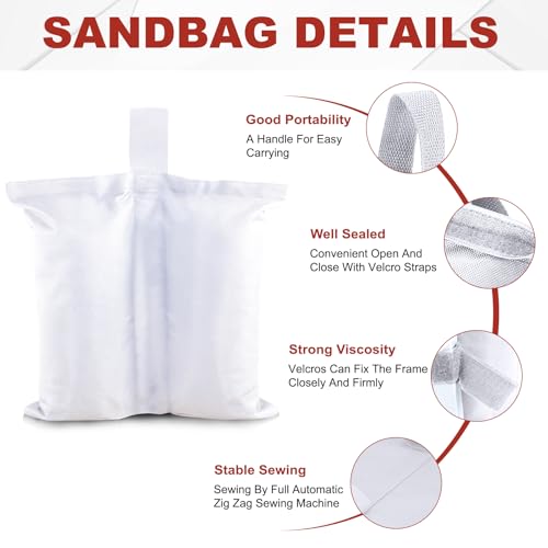 ABCCANOPY Canopy Weights 120 LBS Tent Sand Bags,4-Pack White (Without Sand) - color: White, size: 120 LBS