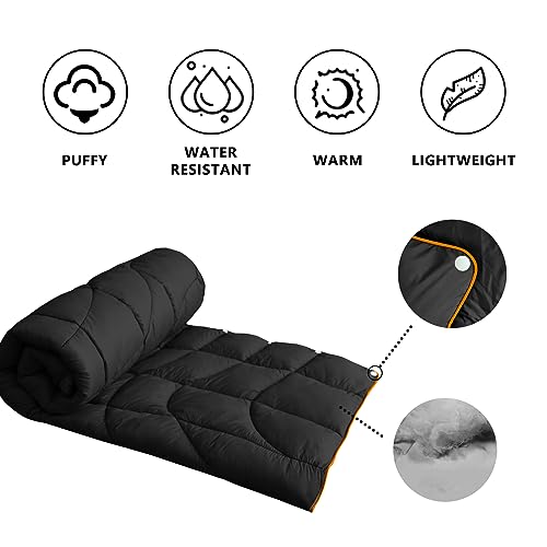 Camping Blanket, Puffy Blanket Lightweight Windproof Water Resistant for Outdoors,Hiking, Backpacking,Beach,Car,Picnic,Stadium - color: Black, size: 52"x75"