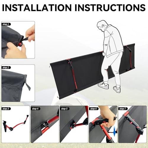 Sutekus Portable Camping Cot, Ultralight & Easy to Set Up, for Outdoor Hiking Travel Beach Mountaineering (Black)