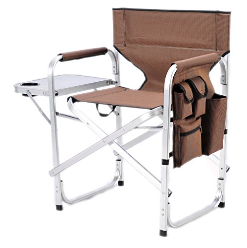 Stylish Camping Full Back Folding Director's Chair - color: Brown