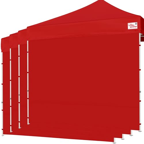 Tradesparker 10x10 Pop up Canopy Sidewall Kit Only, 3 Sidewalls & 1 Doorwall Removable Zipper End Fit for Commercial Instant Tent Canopies,NOT Excluding Top and Frame,Red - color: Red, size: 10ft*4