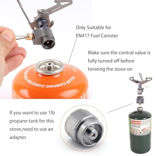 Ultralight Backpacking Stove Portable Pocket Stove Titanium Camping Gas Burner only 26g with 1 Extra Backup O-Ring