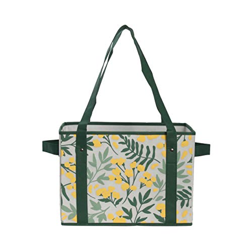 Reusable Grocery Bags Set Shopping Box with Reinforced Bottom Heavy Duty Premium Collapsible Foldable with Long Handles Storage Boxes Eco Friendly Bins Cubes Spring (Set of 3) - color: Springflowers