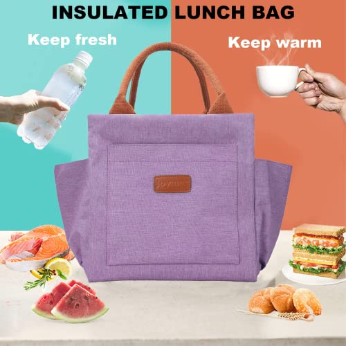 Joymee Lunch Bag Women Insulated Lunch Box Reusable Leakproof Large Spacious Cooler Tote for Women Men Adult with Bottle Holder and Side Pockets for Work Office Travel Picnic - Purple - color: 04 Purple