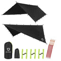 Gold Armour Rainfly Tarp Hammock, Premium 20ft x 14.3ft Rain Fly Cover, Waterproof Ultralight Camping Shelter Canopy - color: Black