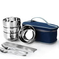 JSEIAJB Picnic Tourist Tableware Set Camping Stainless Steel Cutlery Bowl Chopsticks Spoon Suit Bag Outdoor Travel Hiking Accessories
