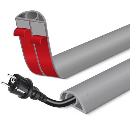 Floor Cord Cover for Wires on Floor Self Adhesive Cord Hider Floor Cable Management Wire Covers for Cords Protector Prevent Cable Trips Cord Cavity W 0.32" x H 0.32", Gray, 20Ft - color: Gray, size: 0.78 In x 20 Ft