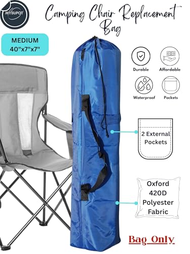 Replacement Bag for Folding Camping Chair, Portable Camp Chair, Hammock, Yoga Mat, Umbrella, Tents, Tripods, Fishing Poles - 420D Oxford Polyester Fabric - color: Blue, size: Medium 40"x7"x7"