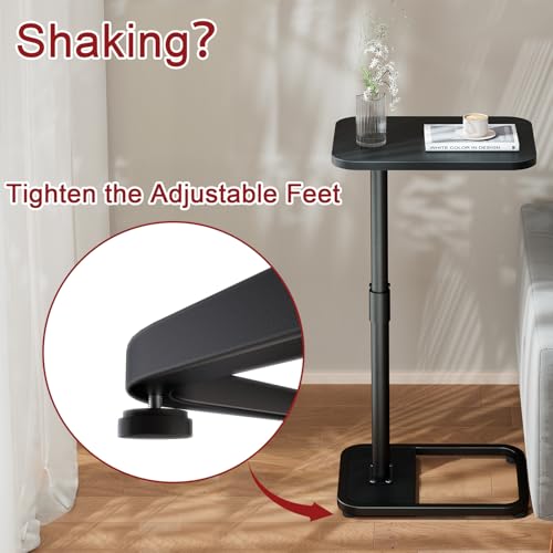 GOYLSER C Shaped Tv Trays Living Room End Table End Stand, Black Minimalist Wooden c Table for Sofa, Height Adjustable Tv Tray Tables Swivel Side Table for Dinner Eating - color: Black, style: Standard C Table