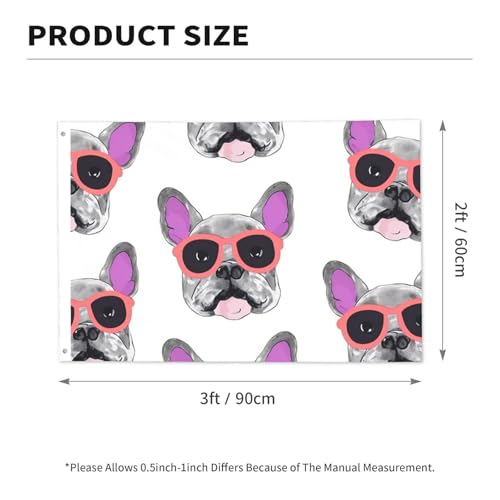 French Bulldog Pink Glasses Flag 2 X 3 Ft Double Sided Vertical Garden Flag Seasonal Holiday Banner With Brass Grommets Photo Backdrop Yard Flag For Outdoor Indoor Home Decor - color: French Bulldog Pink Glasses