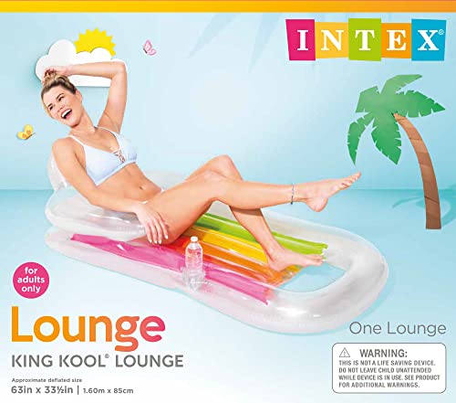 Intex King Kool Inflatable Lounge, 63" X 33.5", 1 Pack (Colors May Vary)