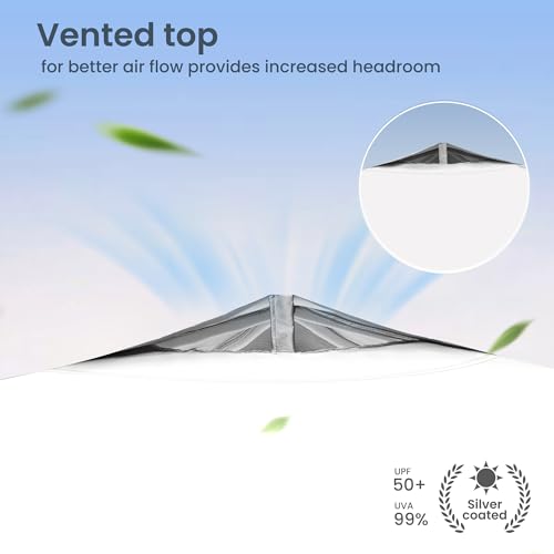 PHI VILLA 10x10 Pop Up Canopy Tent Easy Outdoor Sun Shade for Events Party Tent, 100 Sq. Ft of Shade, White - color: White, size: 10×10