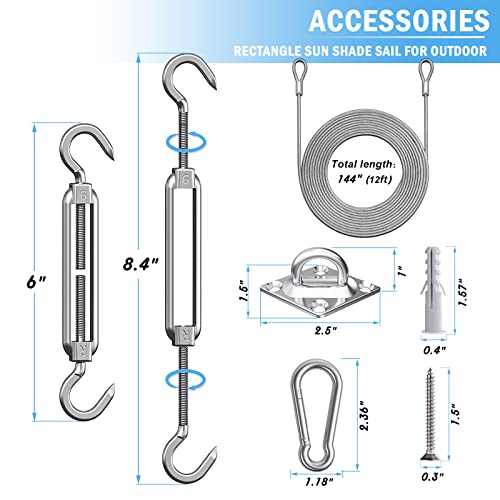 44 Pcs Shade Sail Hardware Kit with 304 Stainless Steel Wire for Rectangle Square Shade Sail Installation,6 inch Sun Shade Sail Hardware for Garden,Outdoors,DIY Crafts - size: 44 Pcs Hardware Kits+Cables for Rectangle