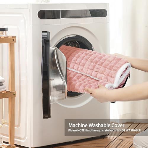 Orthopedic Dog Bed Large Sized Dog with Pillow 36''X24'', Waterproof Soft Comfortable Egg Crate Foam Pet Crate Beds Mat with Removable Washable Cover and Non-Slip Bottom, Pink - color: Pink, size: 36"l X 24"w X 3.5"th