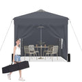 SANWAY 6.6x6.6 Pop Up Canopy Tent with Sidewalls x 4 – Easy Setup Canopy Tent, Waterproof, UV-Resistant, Portable with Carry Bag for Outdoor Events, Camping, and Backyard Parties –Gray